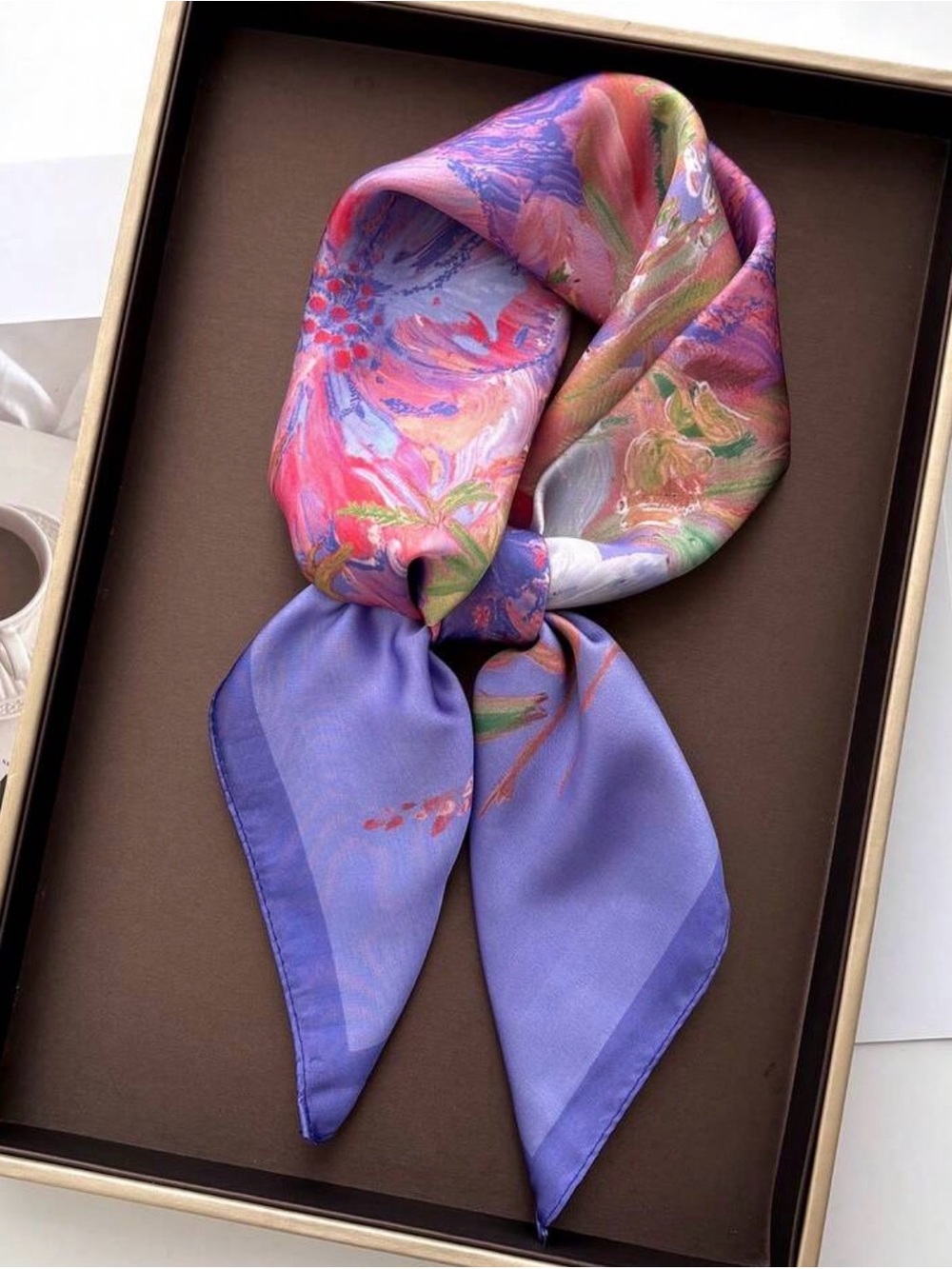 Elegant Floral Purple Scarf M800